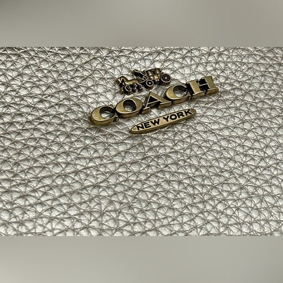 Coach Gold Metallic Pebbled Leather Wristlet - Picture 12 of 15